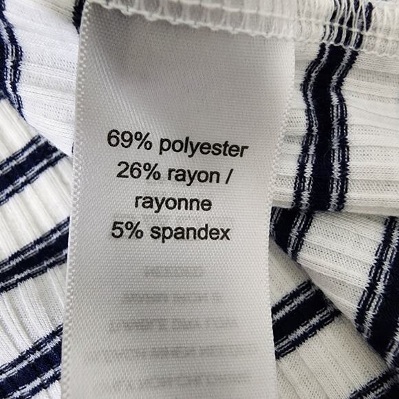 Maurices Womens Babydoll Peplum Tank Top Large White Navy Blue Striped Lace Up - Picture 7 of 9